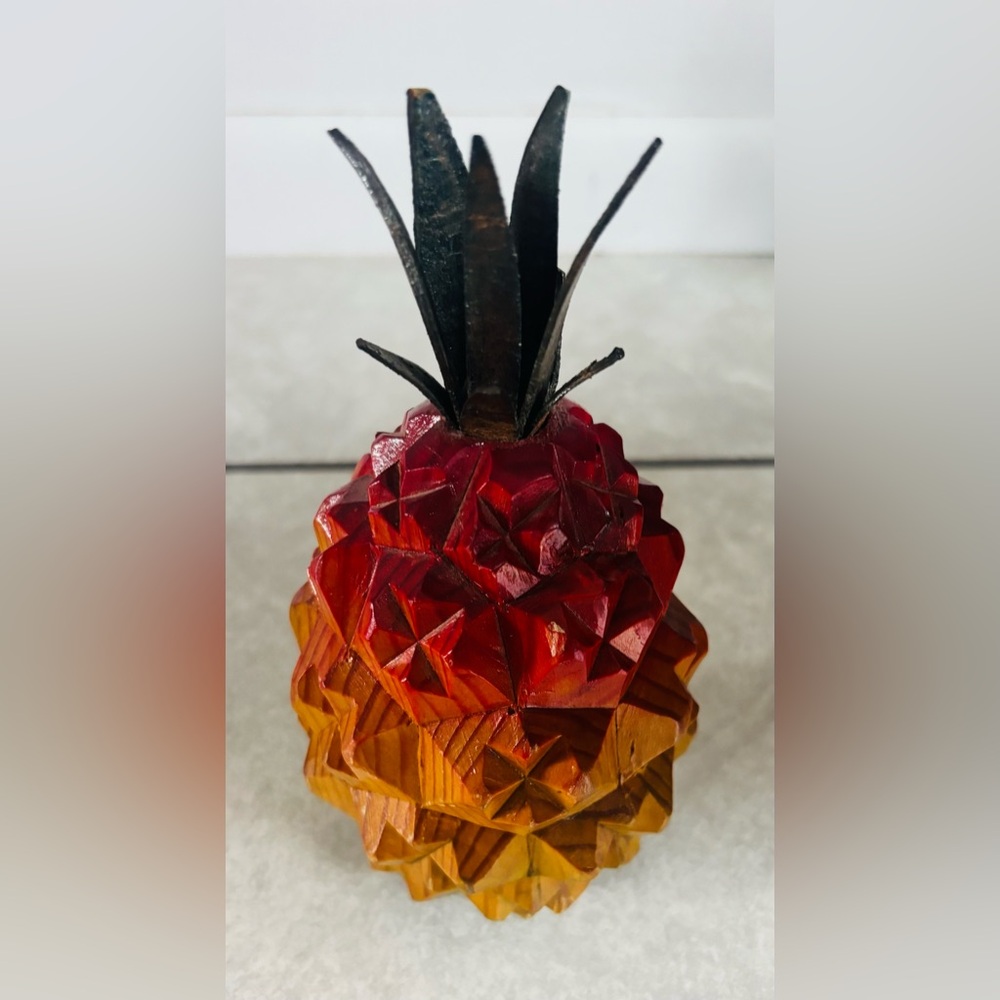 MCM Hand-Carved Rainbow Pineapple, Leather Top, 1960s